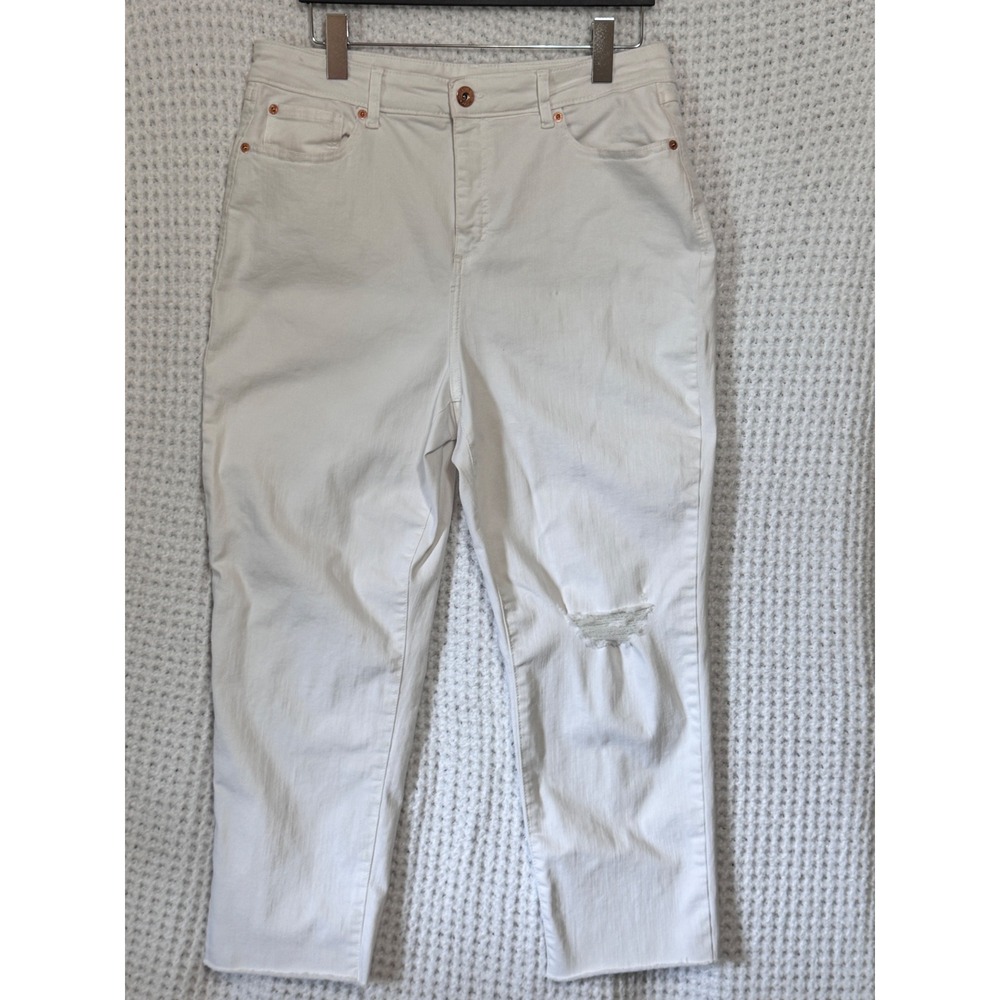 INC Denim International Concepts‎ Womens White High Rise Skinny Crop Jeans